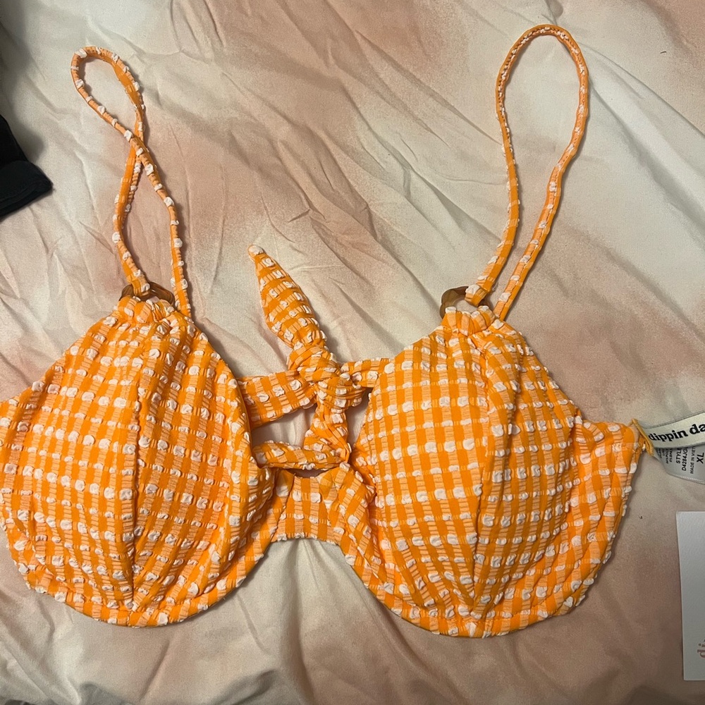 Dippin' Daisy's Vibrant Orange Textured Bikini Top